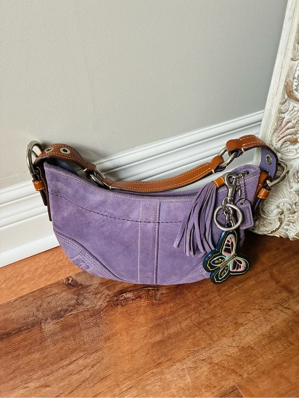 Coach Vintage Y2K Suede Leather Shoulder Bag, Purple, 8A14
